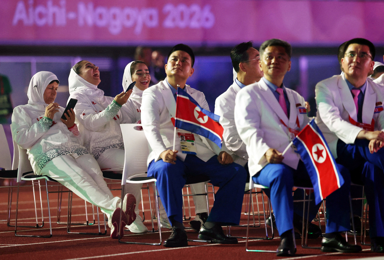 2026 아이치·나고야 아시안게임 개막식에 참석한 북한 선수들. [로이터]