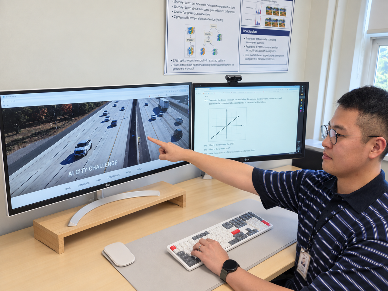Kim Sang-won, a researcher at ETRI's AI Infrastructure Research Laboratory, demonstrates the traffic video analysis technology. [ETRI]