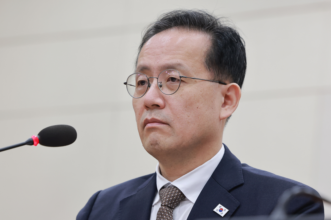 Lee Hyoung-il, deputy prime minister and minister of finance, speaks at the National Assembly on Tuesday. (Yonhap)