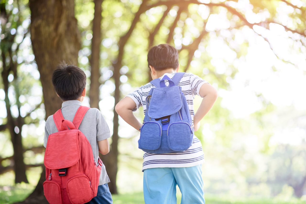 A pair of children walk in a forest. (123rf)