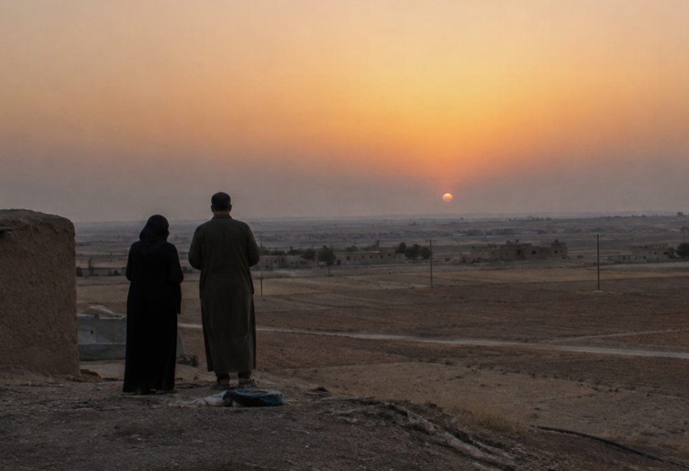 In Syria, repeated droughts and erratic rainfall have destroyed the livelihoods of many farmers, forcing them to cut spending on food and medical care. Some have been driven to sell their land and send family members on a dangerous journey to Europe. [Image generated with ChatGPT]