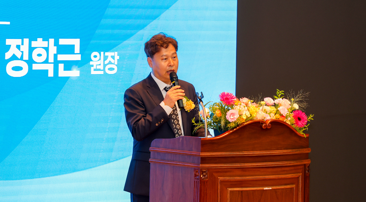 정학근 한국에너지기술연구원 신임 원장이 취임사를 전하고 있다.[한국에너지기술연구원 제공]