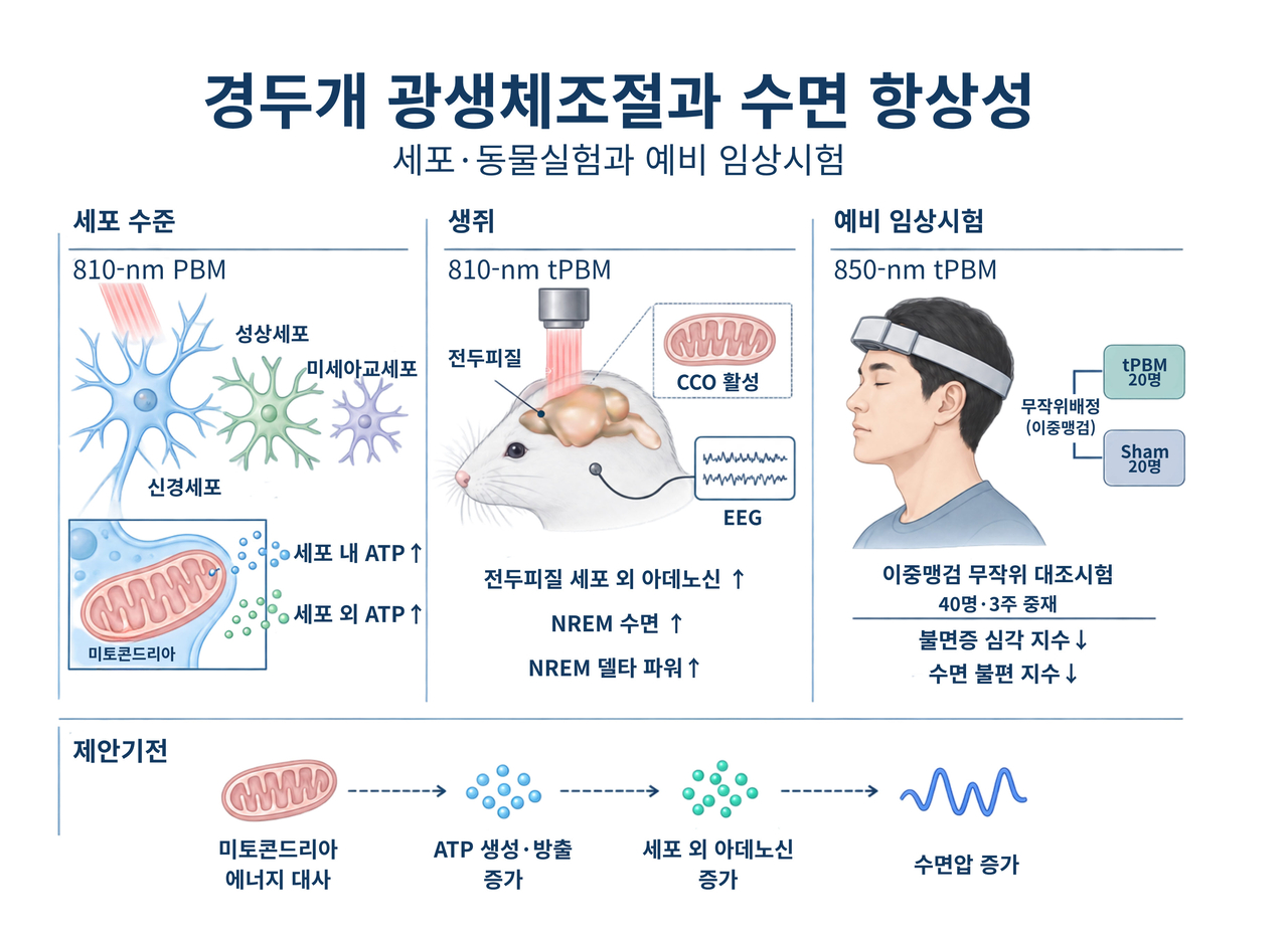 경두개 광생체조절의 수면 개선 효과와 제안 작동 원리.[GIST 제공]