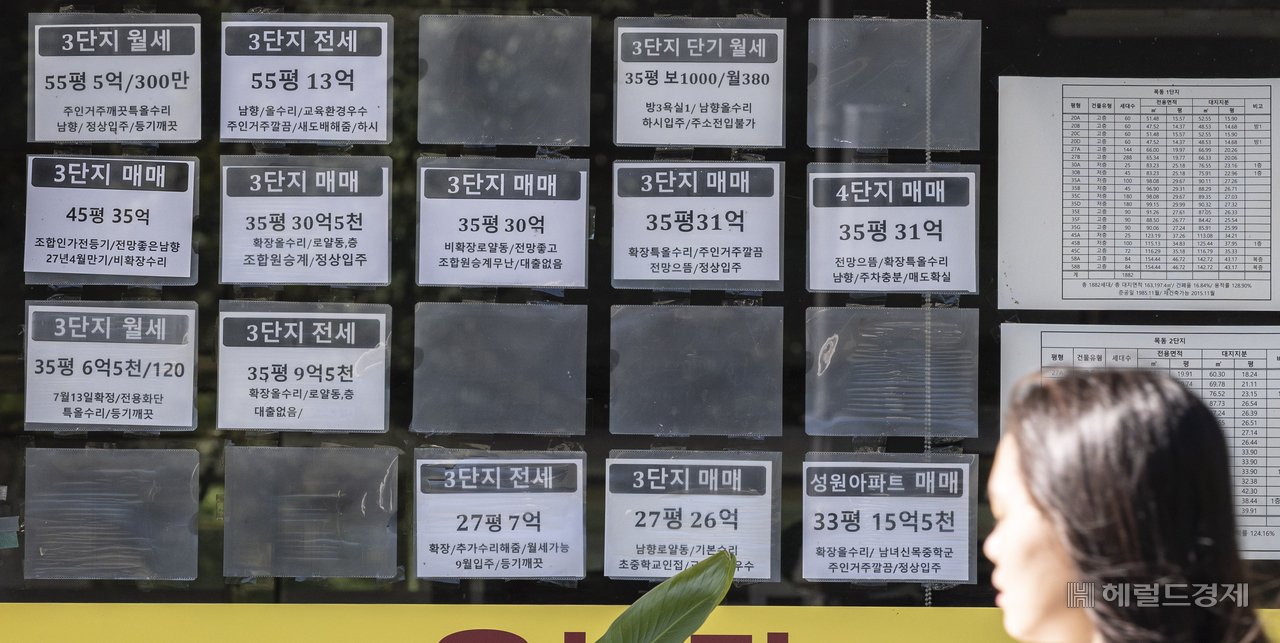 지난 8월 서울 양천구 목동의 한 공인중개사 사무소에 매물 게시판 곳곳이 비어있는 모습. 윤창빈 기자