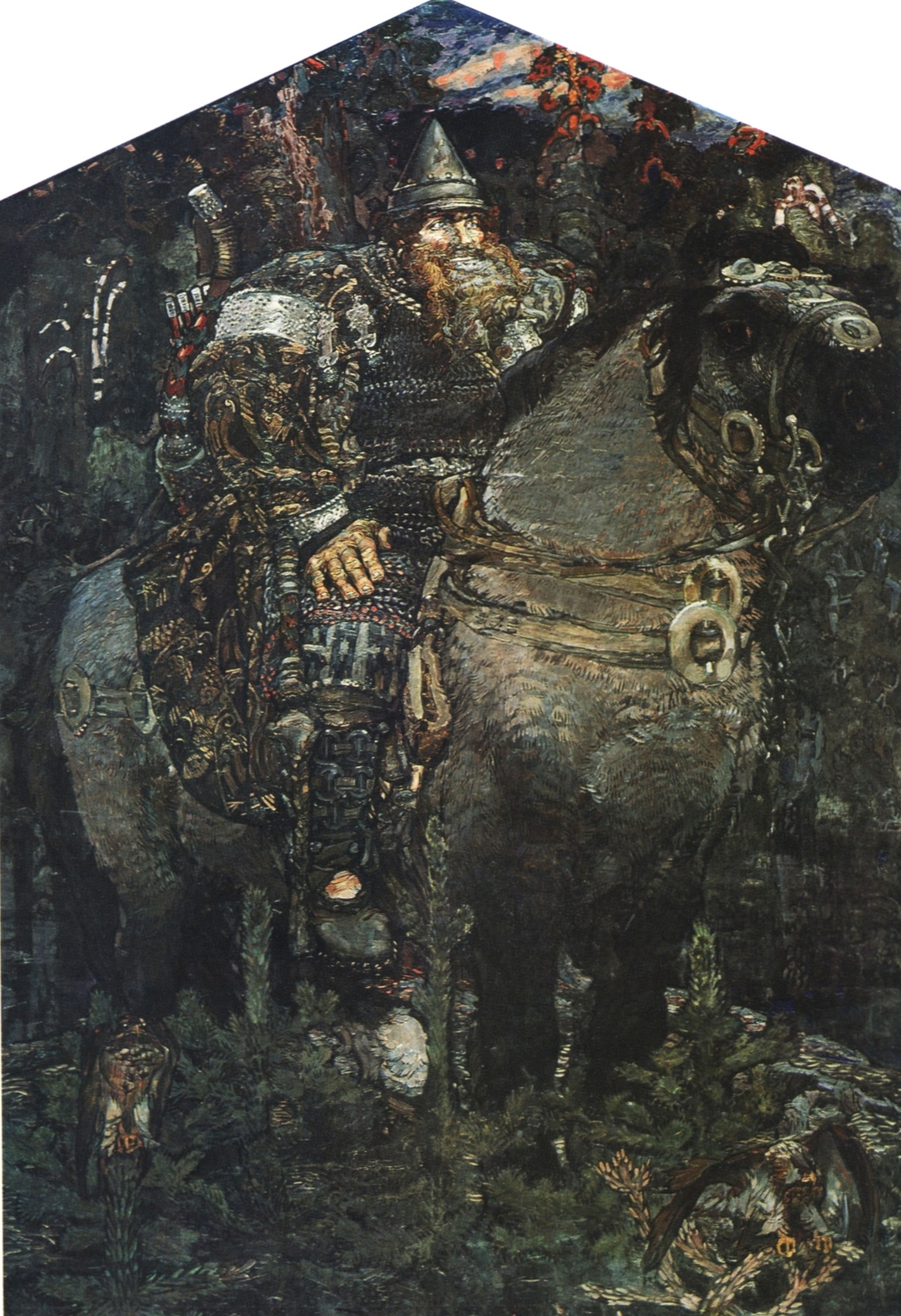 미하일 브루벨, 보가티르(슬라브 서사시에 등장하는 전설적 중세 영웅), 1898, 캔버스에 유채, 321x229cm, 러시아 미술관 [Google Arts & Culture, Public Domain, commons.wikimedia.org]
