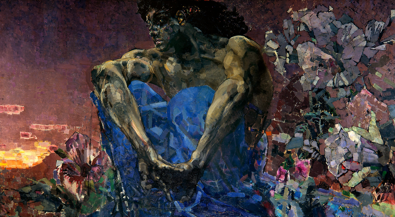 미하일 브루벨, 앉아 있는 악마, 1890, 캔버스에 유채, 114x211cm, 트레챠코프 미술관 [Google Arts & Culture, Public Domain, commons.wikimedia.org]