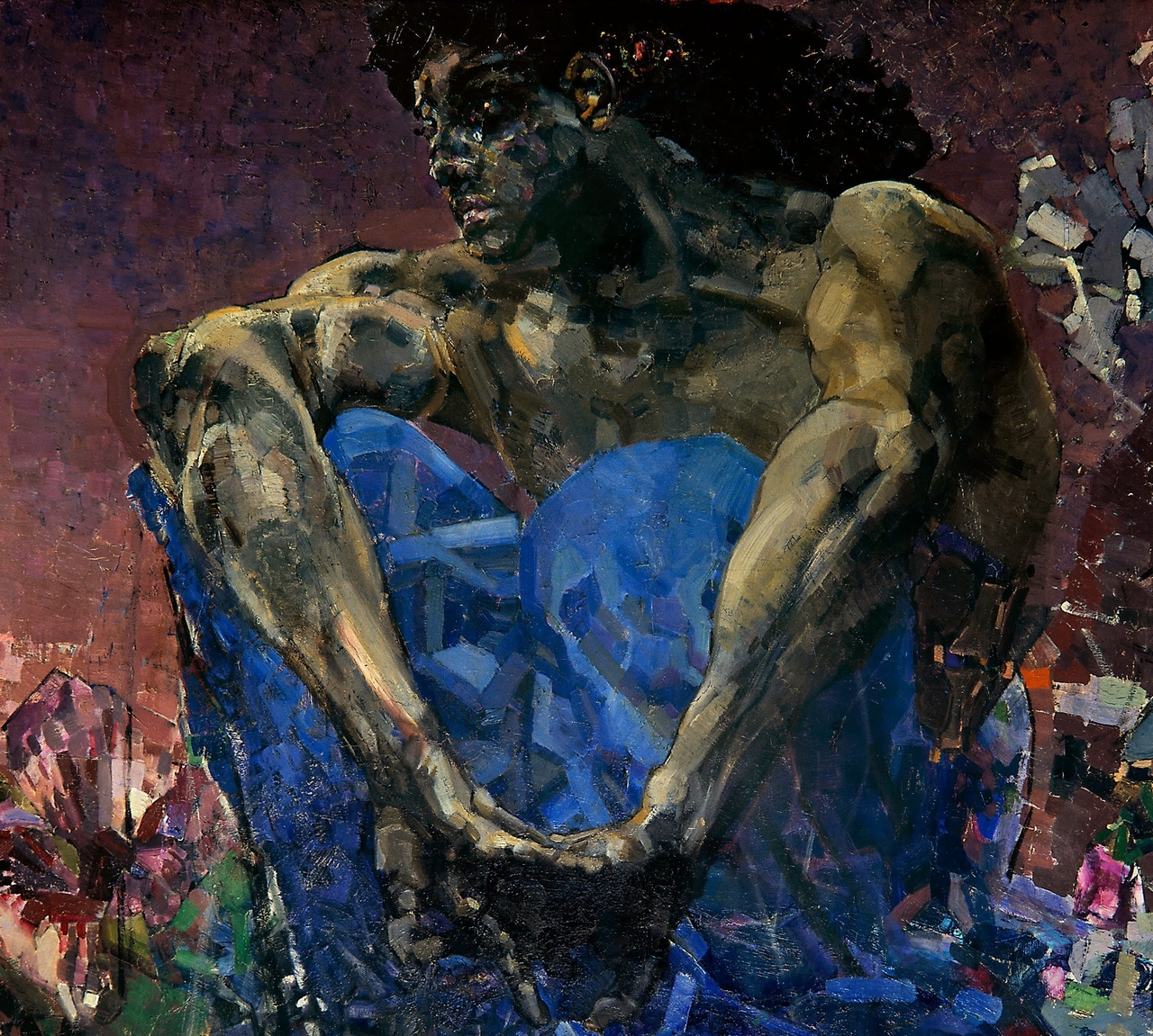 미하일 브루벨, 앉아 있는 악마(일부 확대), 1890, 캔버스에 유채, 114x211cm, 트레챠코프 미술관 [Google Arts & Culture, Public Domain, commons.wikimedia.org]