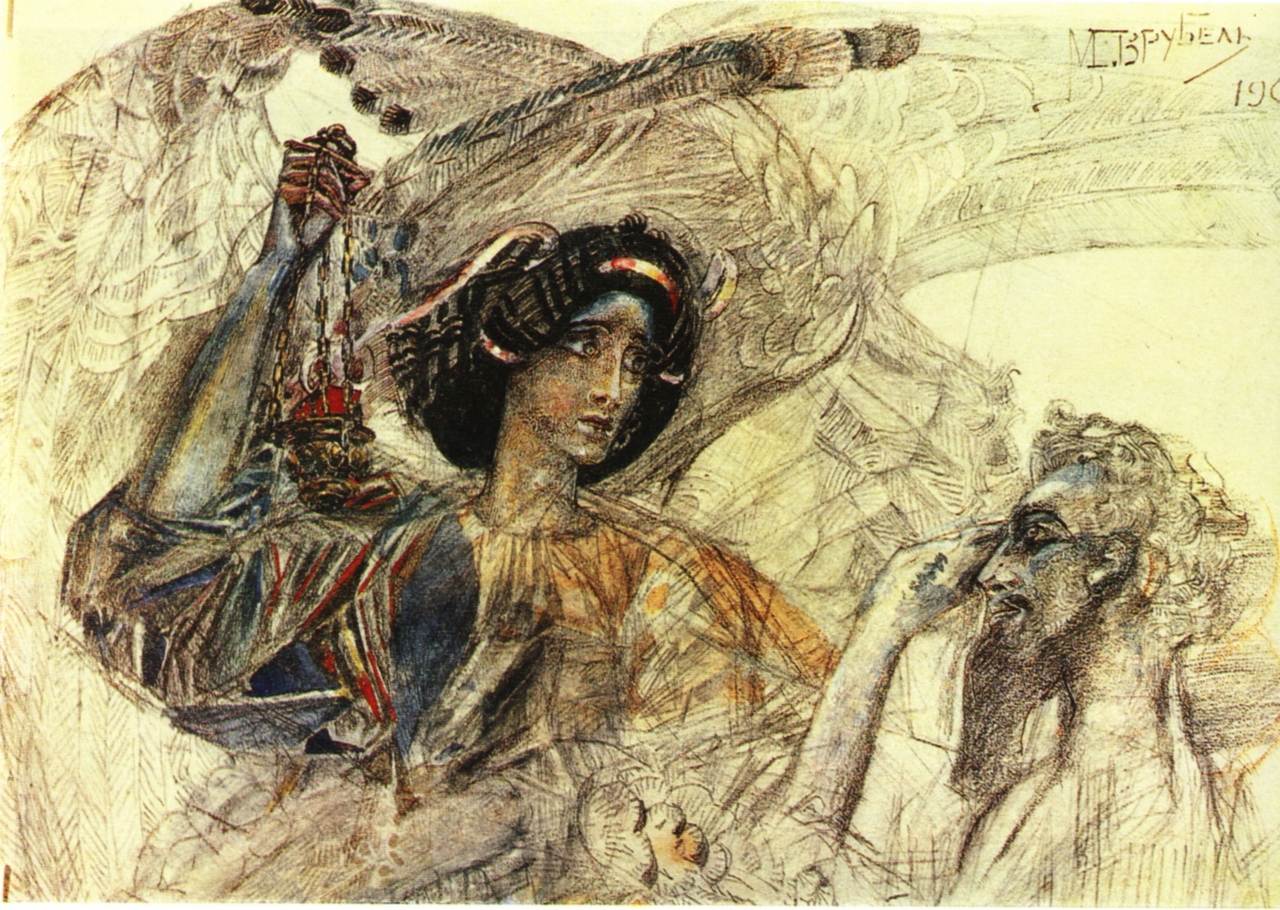 미하일 브루벨, 여섯 날개의 세라프, 종이에 수채 등, 알렉산드르 푸시킨 박물관 [Public Domain, commons.wikimedia.org]