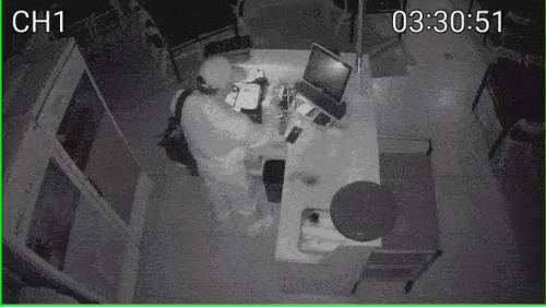 Security footage from inside the restaurant shows four men believed to be Chinese nationals spraying lacquer and paint throughout the restaurant at around 3:30 a.m. Thursday. The footage was provided to Yonhap News Agency by the restaurant owner. (Yonhap)