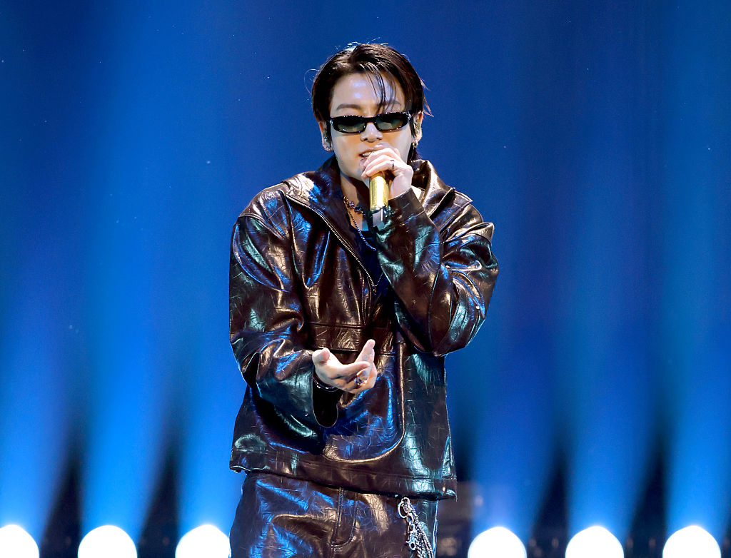 Jungkook of BTS performs at the 2026 iHeartRadio Music Festival in Las Vegas on Sept. 18. (Getty Images)