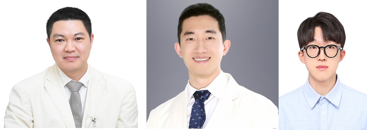 성필수(왼쪽부터) 서울성모병원 소화기내과 교수, 탁권용 서울성모병원 소화기내과 임상강사, 김민구 가톨릭대학교 석사과정생 .[서울성모병원 제공]