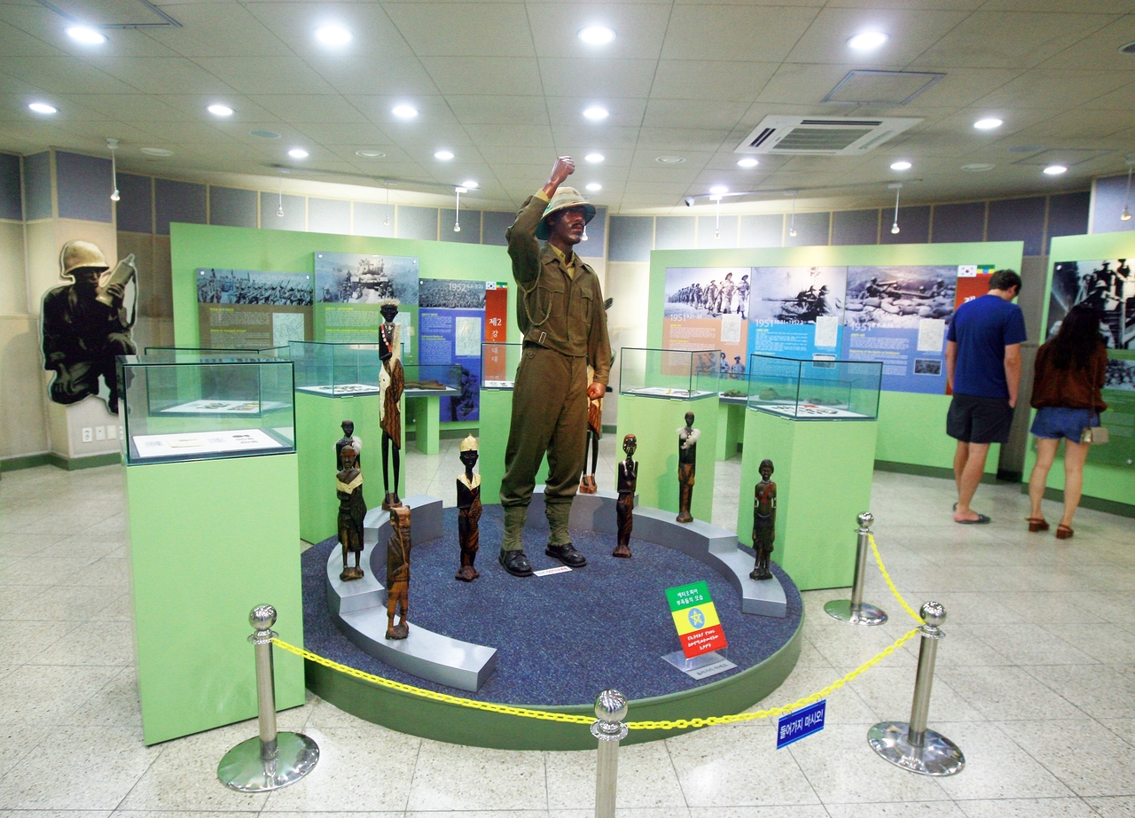 Interior of the Ethiopia Korean War Memorial Hall, a landmark on Chuncheon's Gongji Stream