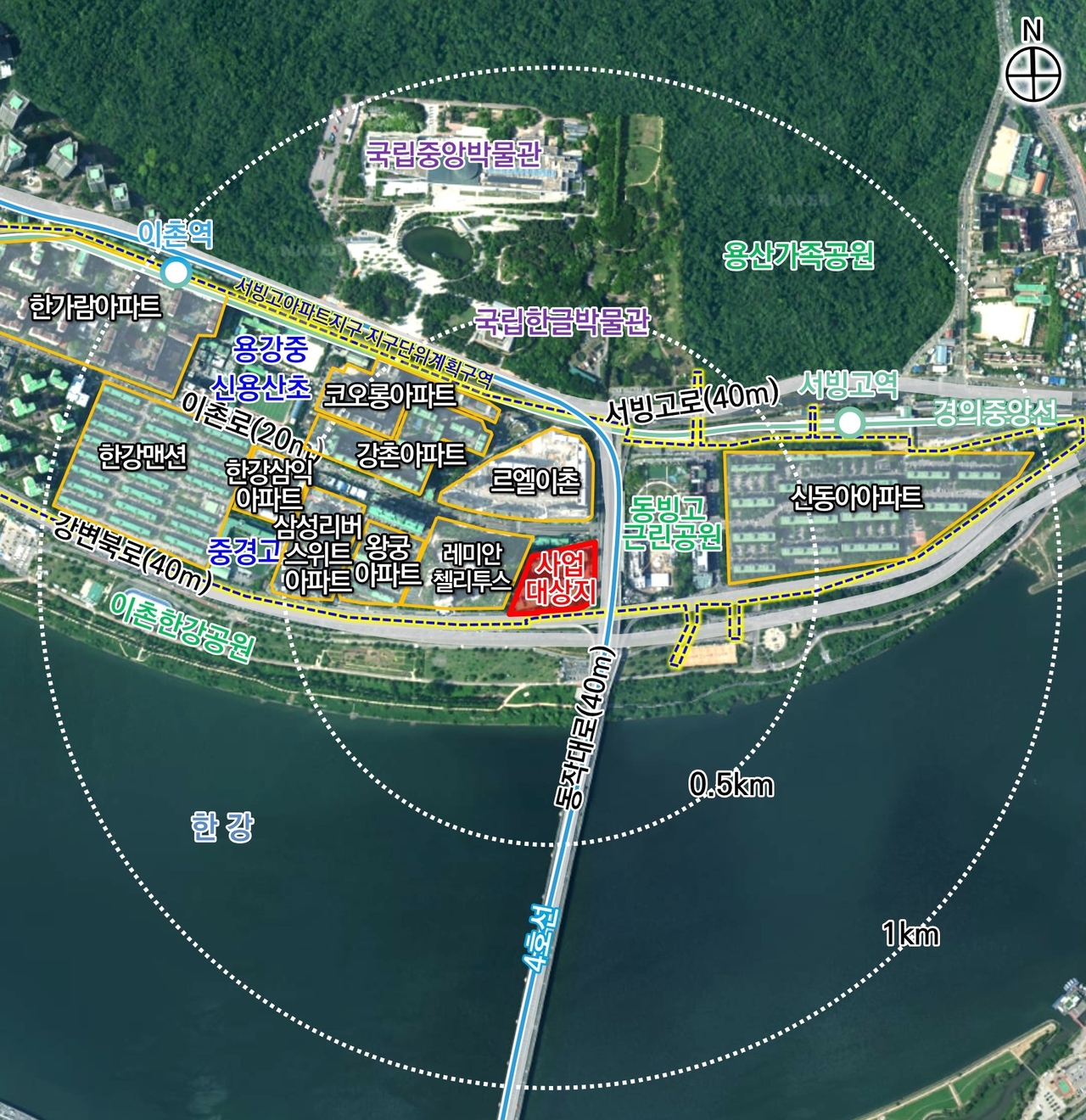 Location map for the reconstruction of the Bando apartment complex in Ichon-dong, Yongsan-gu. [Seoul Metropolitan Government]
