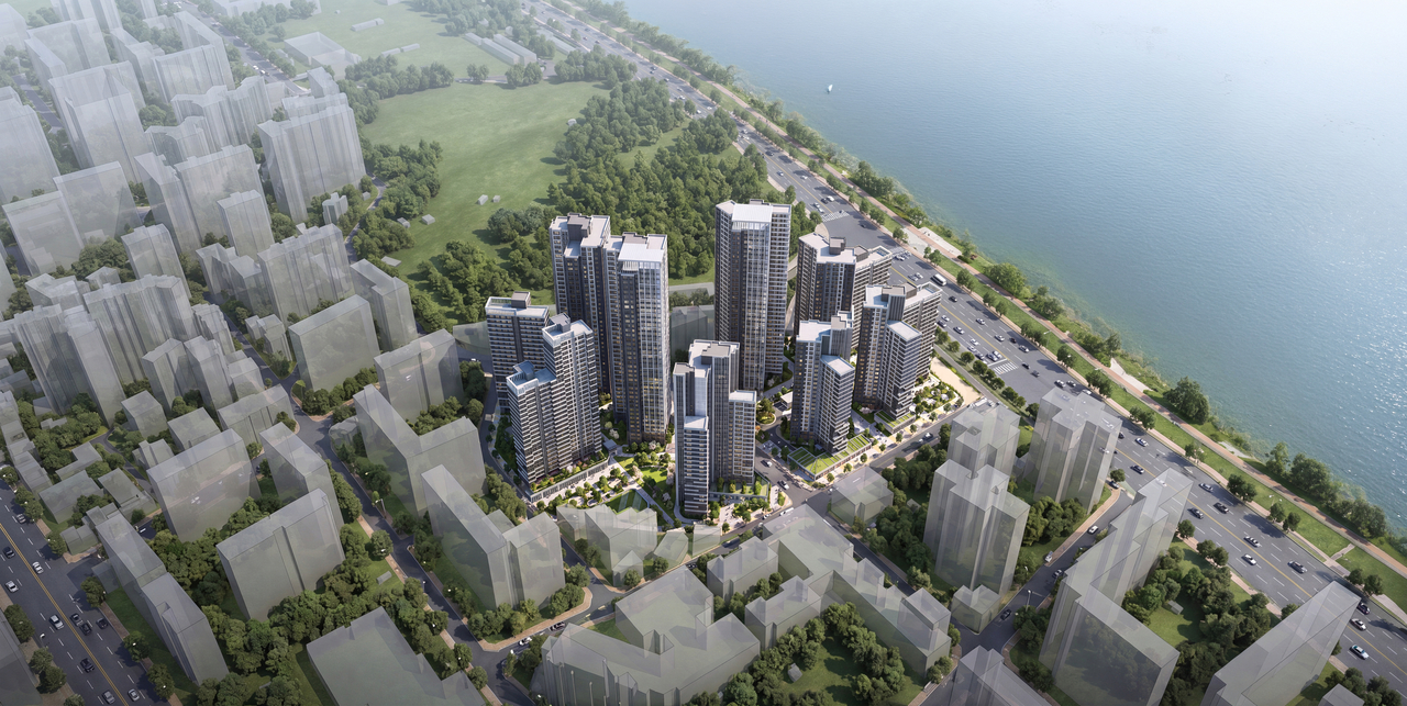 Aerial rendering of the integrated reconstruction of the Woosung 1st and 2nd phase and Samcheonri apartment complexes in Yeomchang-dong, Gangseo-gu. [Seoul Metropolitan Government]