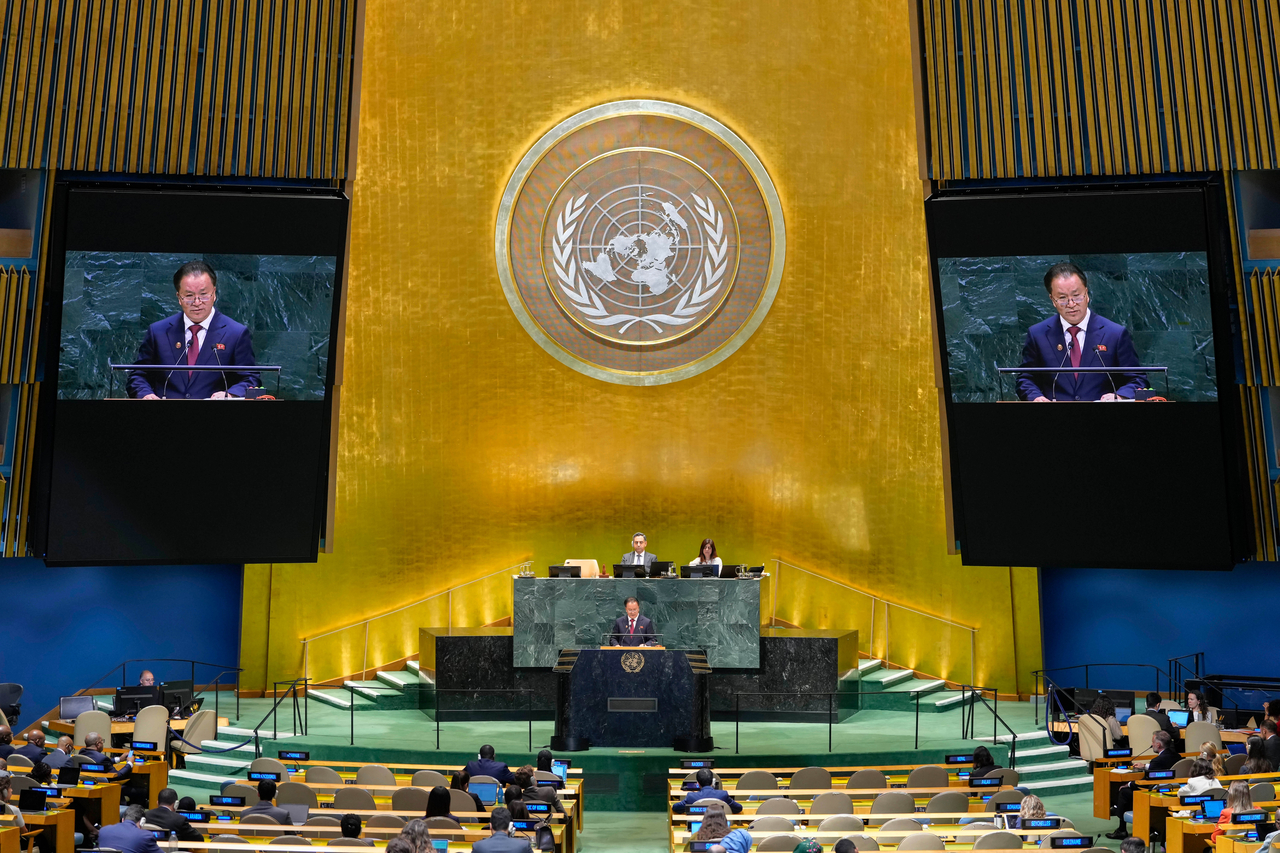 North Korea's Vice Minister of Foreign Affairs Kim Son-gyong addresses the 81st session of the United Nations General Assembly at the UN headquarters on Monday, in this AP photo. (PHOTO NOT FOR SALE) (AP-Yonhap)