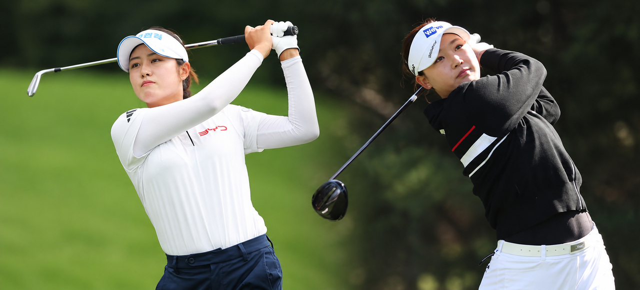 시즌 메이저 2승 경쟁을 벌이는 서교림(왼쪽)과 김민솔 [KLPGA 제공]