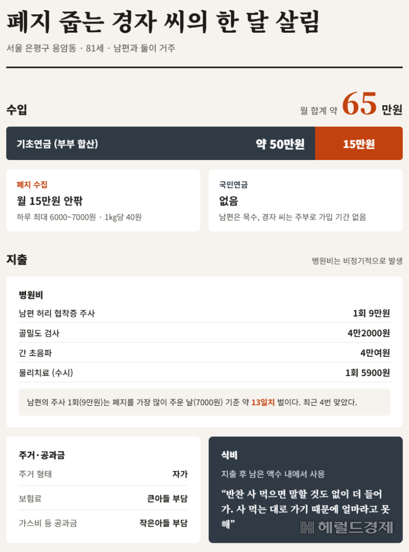 양경자 씨의 수입 및 지출 내역을 재구성한 표 [AI로 제작]