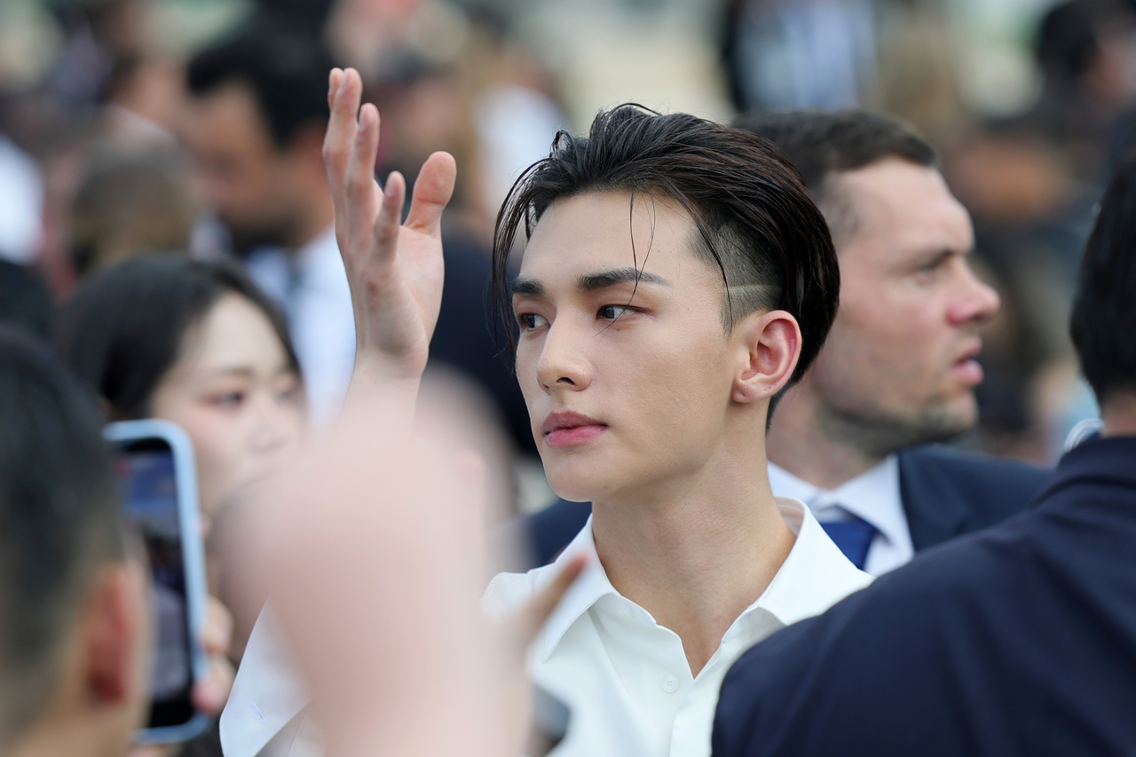 Hyunjin of Stray Kids attends the Christian Dior Womenswear Spring/Summer 2027 show as part of Paris Fashion Week in Paris on Tuesday. (Getty Images)