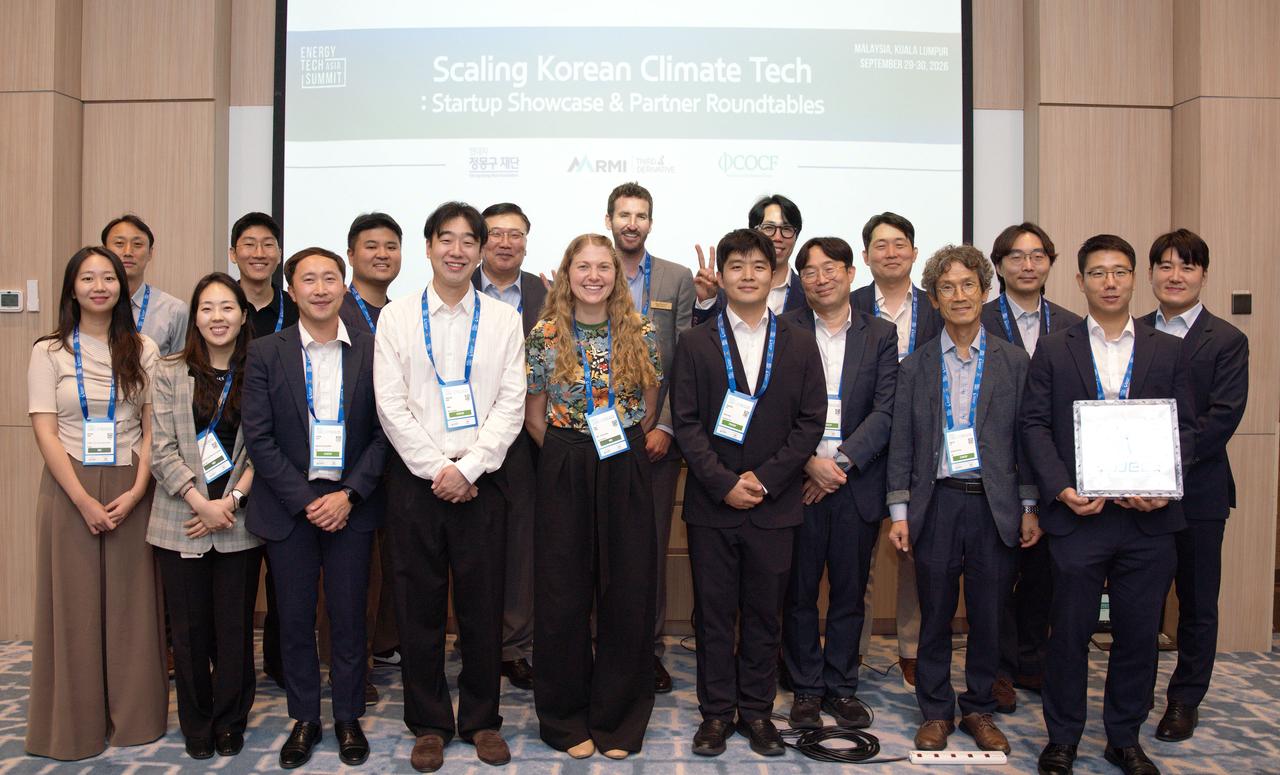 Research teams and officials from the Hyundai Motor Chung Mong-koo Foundation's Green Society program pose for a photo at the climate-tech pitching session held Tuesday at the Asia Energy & Climate Technology Summit 2026 (ETS Asia) in Kuala Lumpur, Malaysia. [Hyundai Motor Chung Mong-koo Foundation]