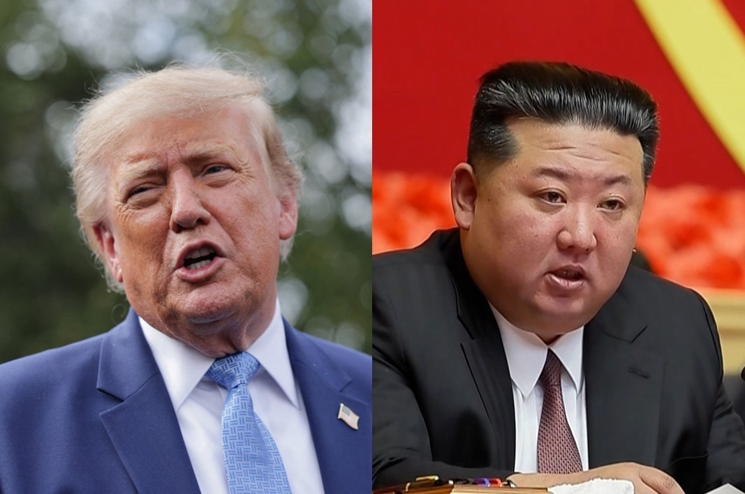US President Donald Trump (left) and North Korean leader Kim Jong-un (Reuters-Yonhap/Yonhap)
