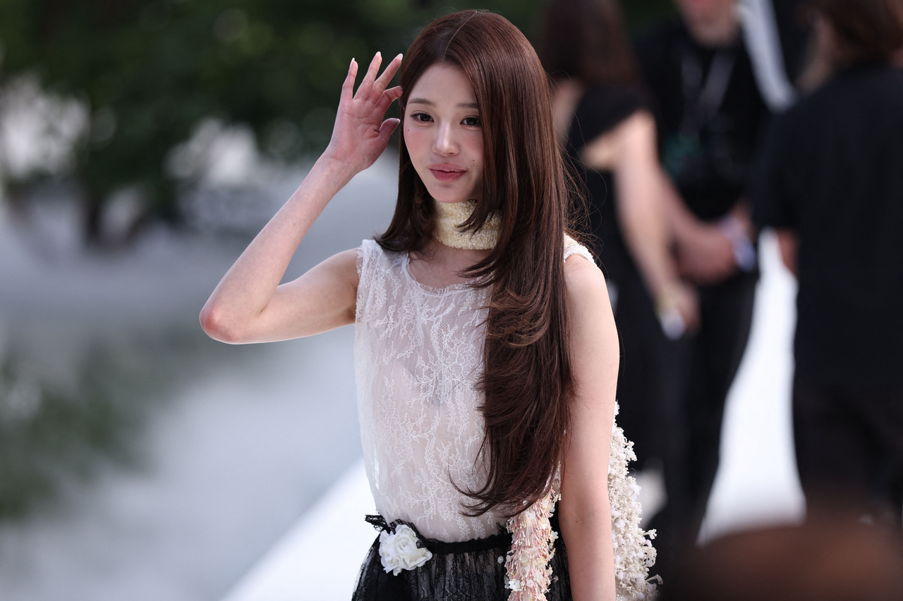 Wonyoung of Ive poses ahead of the Christian Dior Women's Spring/Summer 2027 show as part of Paris Fashion Week in Paris on Tuesday. (AFP-Yonhap)