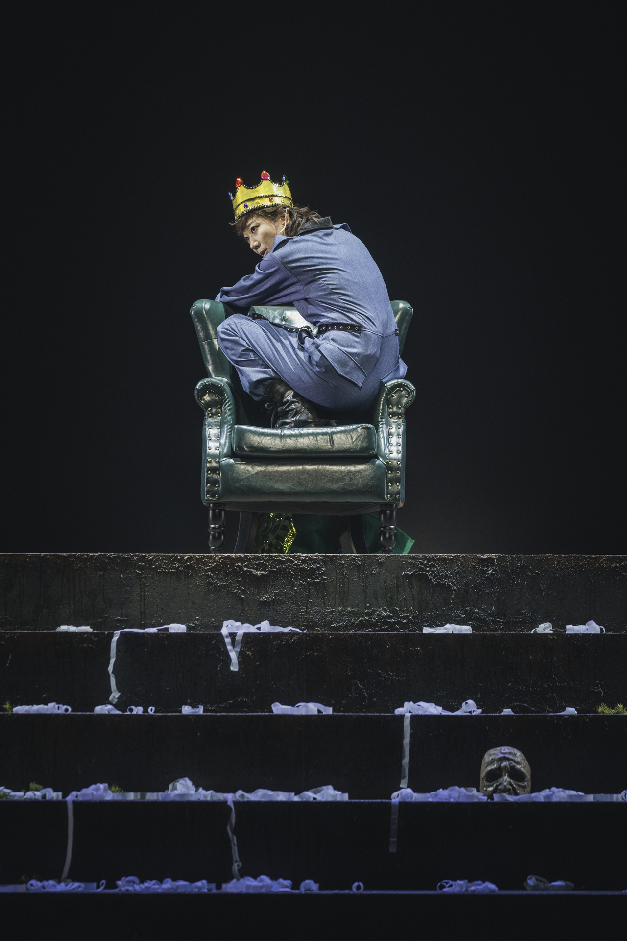 Jeon Hye-jin performs in “Laius,” the one-person play and second installment of the five-part “Anthropolis.” (National Theater Company of Korea)