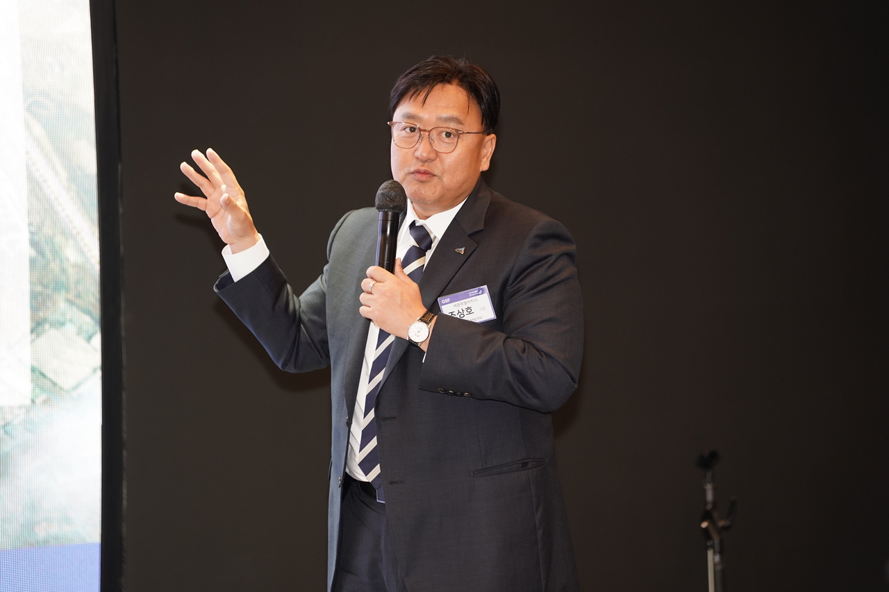 Sejong City Mayor Cho Sang-ho touches on the municipality's key traits and vision during the Herald Media Group's 10th Global Business Forum in Seoul on Wednesday. (The Korea Herald)