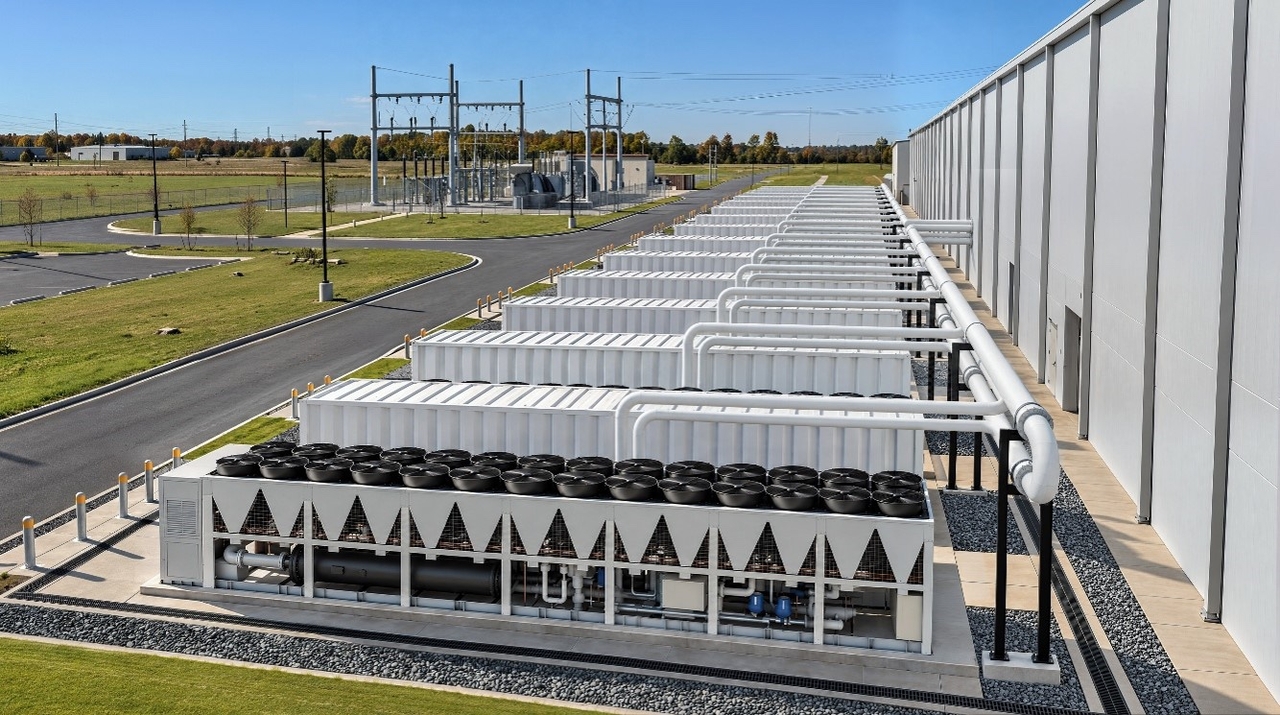 A rendering of an AI data center equipped with LG Electronics’ cooling solutions, including high-performance chillers (LG Electronics)