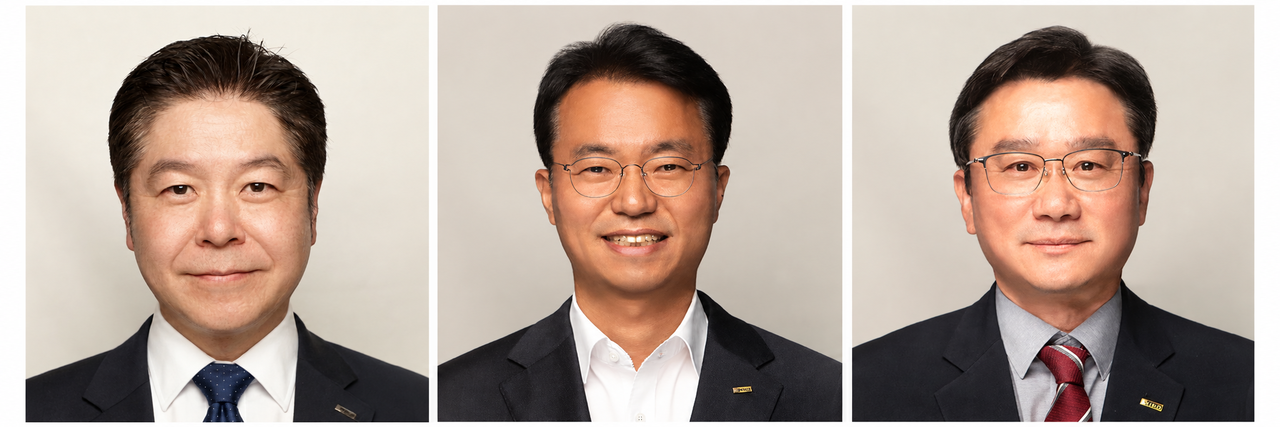 Korea Technology Finance Corporation said Thursday it had appointed Lee Jong-hyeok (from left), head of its Silicon Valley branch, as executive managing director, and Jang Jin-yeop, head of the management planning division, and Kim Hyeon, head of the Seoul western regional headquarters, as standing directors. [Kibo]
