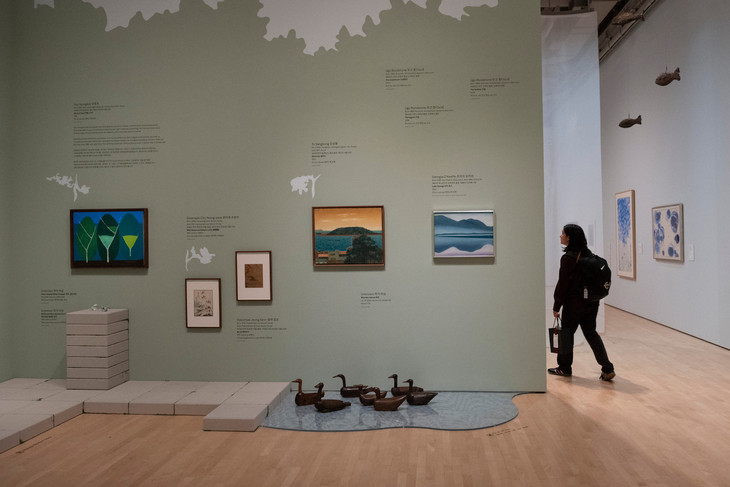 A view of "RM x SFMOMA: Between You and Me" at the San Francisco Museum of Modern Art, Tuesday. (AP-Yonhap)
