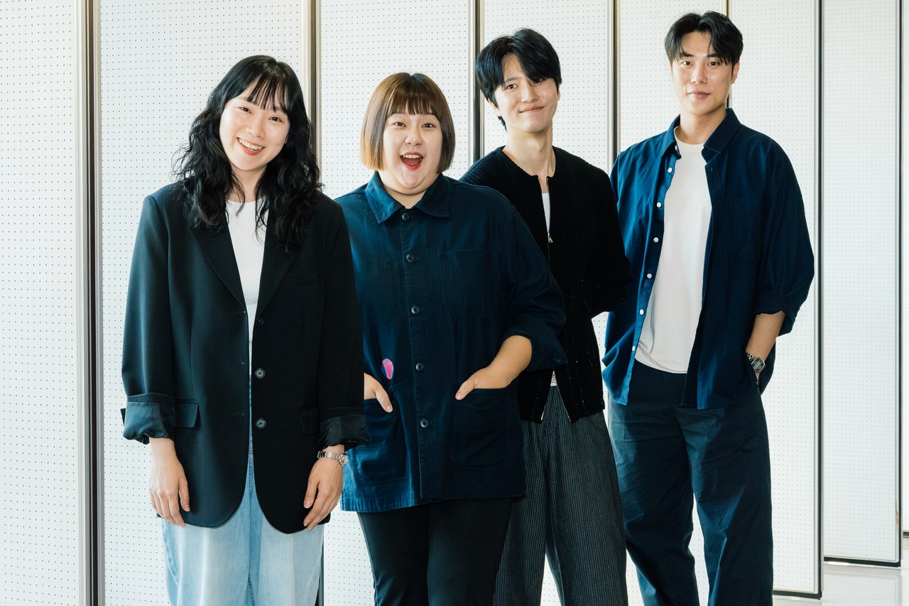 연극 ‘말린 고추와 복숭아향 립스틱’ 네 주연배우 박은경, 김솔지, 류세일, 남재국 [마포문화재단 제공]