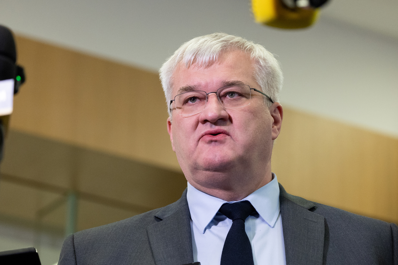 Ukrainian Foreign Minister Andrii Sybiha speaks to reporters during a NATO foreign ministers' meeting at NATO headquarters in Brussels in December last year. [Getty Images]