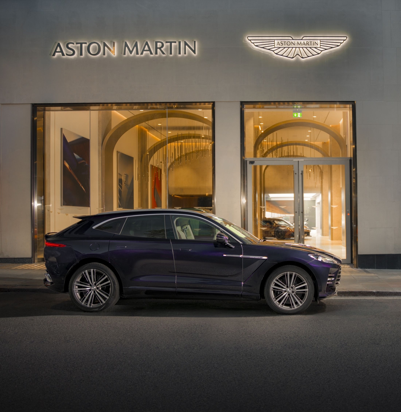 Aston Martin's flagship showroom Q London, which opened at Berkeley Square in the Mayfair district of London. The space features a bespoke customization service, vehicle displays and consultation areas. [Aston Martin]
