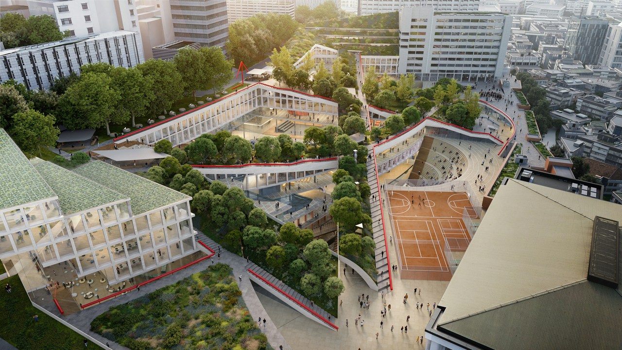 Rendering of the New Hongik designed by Chris van Dujin of OMA  (Image by Negativ, courtesy of OMA)