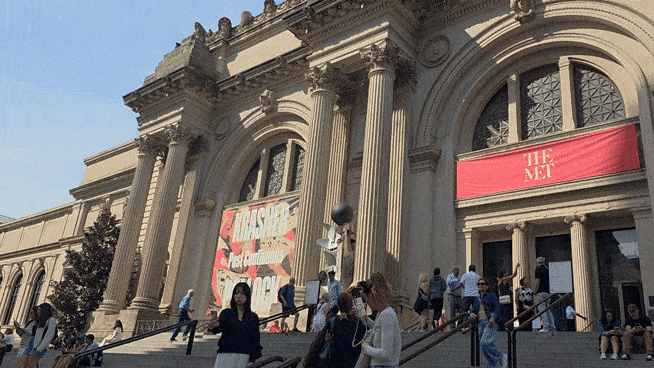 "The Genesis Facade Commission: Liu Wei, Speculation" is on display on the facade of the Metropolitan Museum of Art in New York on Friday (local time). By Kwon Je-in