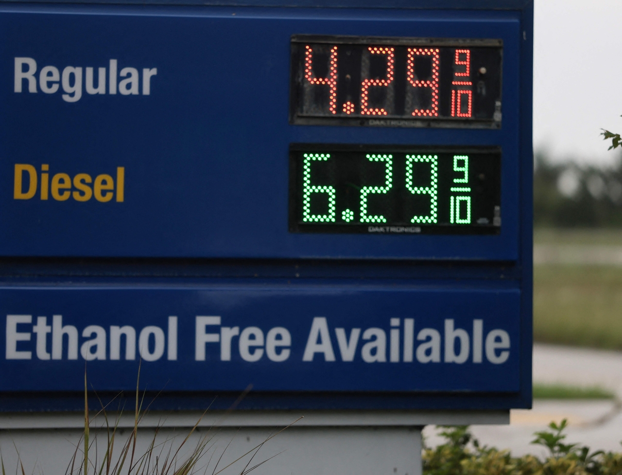 Fuel prices are displayed at a truck stop in Miami, Florida. US diesel prices have surpassed $6 per gallon for the first time in history. [AFP]