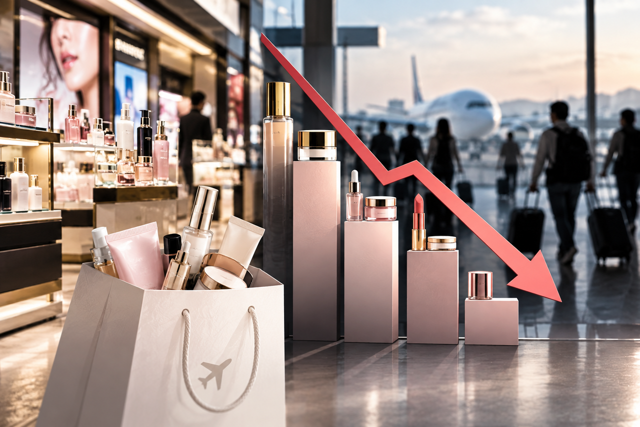 Sales of cosmetics at duty-free stores to foreign visitors have fallen more than 60 percent over four years. Image generated by ChatGPT