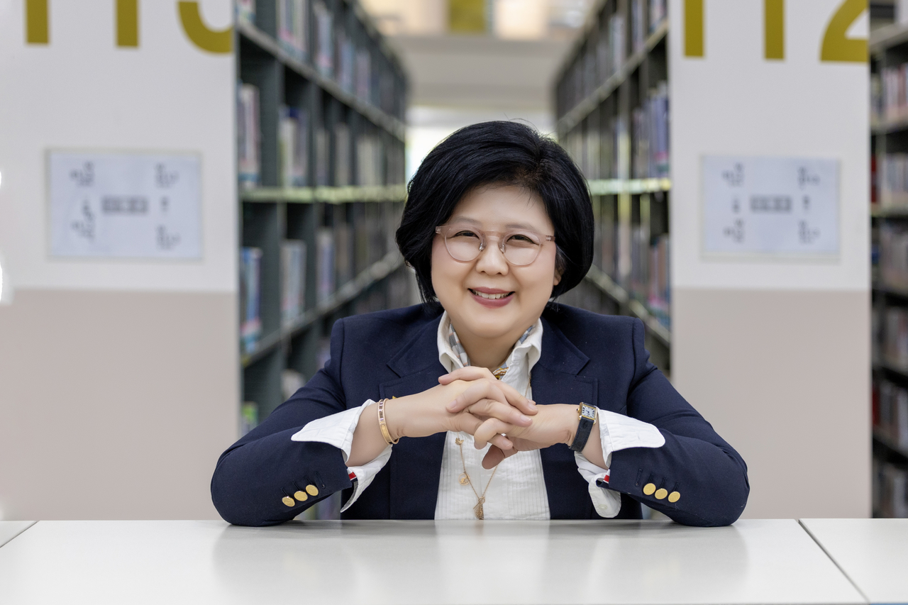 Sookmyung Women's University President Moon Si-yeun poses for a photo at the university's campus in Yongsan-gu, Seoul. (Sookmyung Women's University)