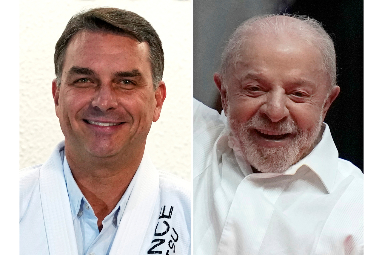 Flavio Bolsonaro (left) and Luiz Inacio Lula da Silva (AP-Yonhap)