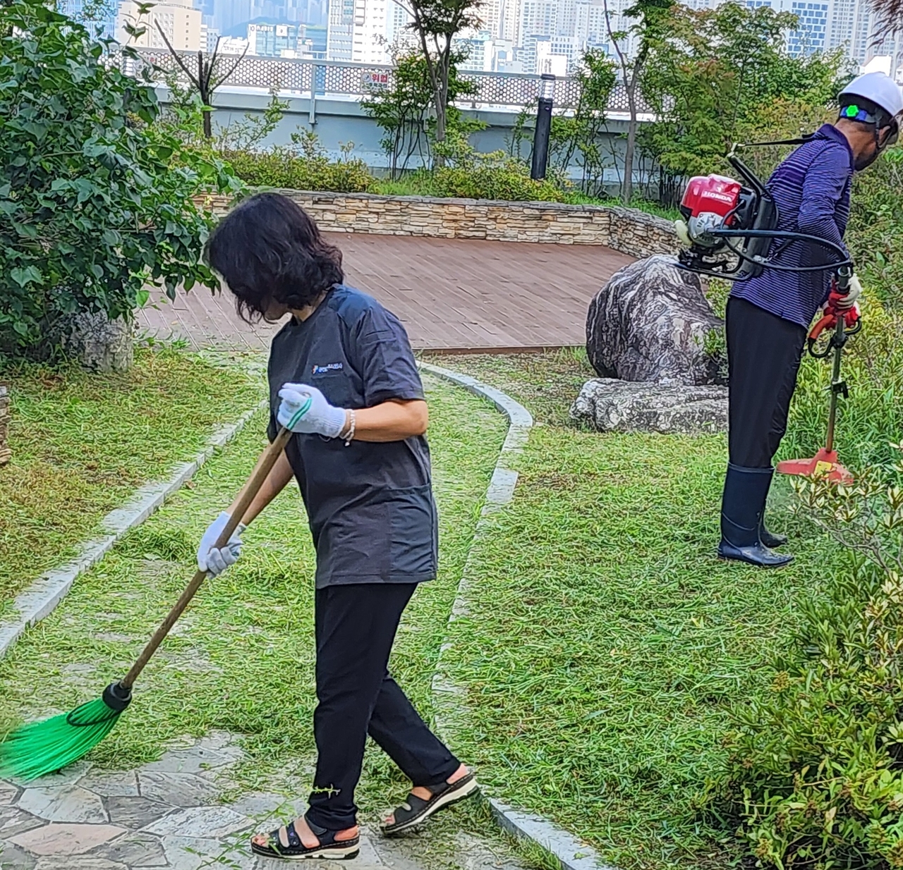 Grass-cutting work