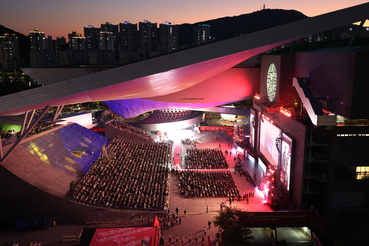 The opening ceremony of the 31st Busan International Film Festival gets underway in the Busan Cinema Center's outdoor theater. (Yonhap)