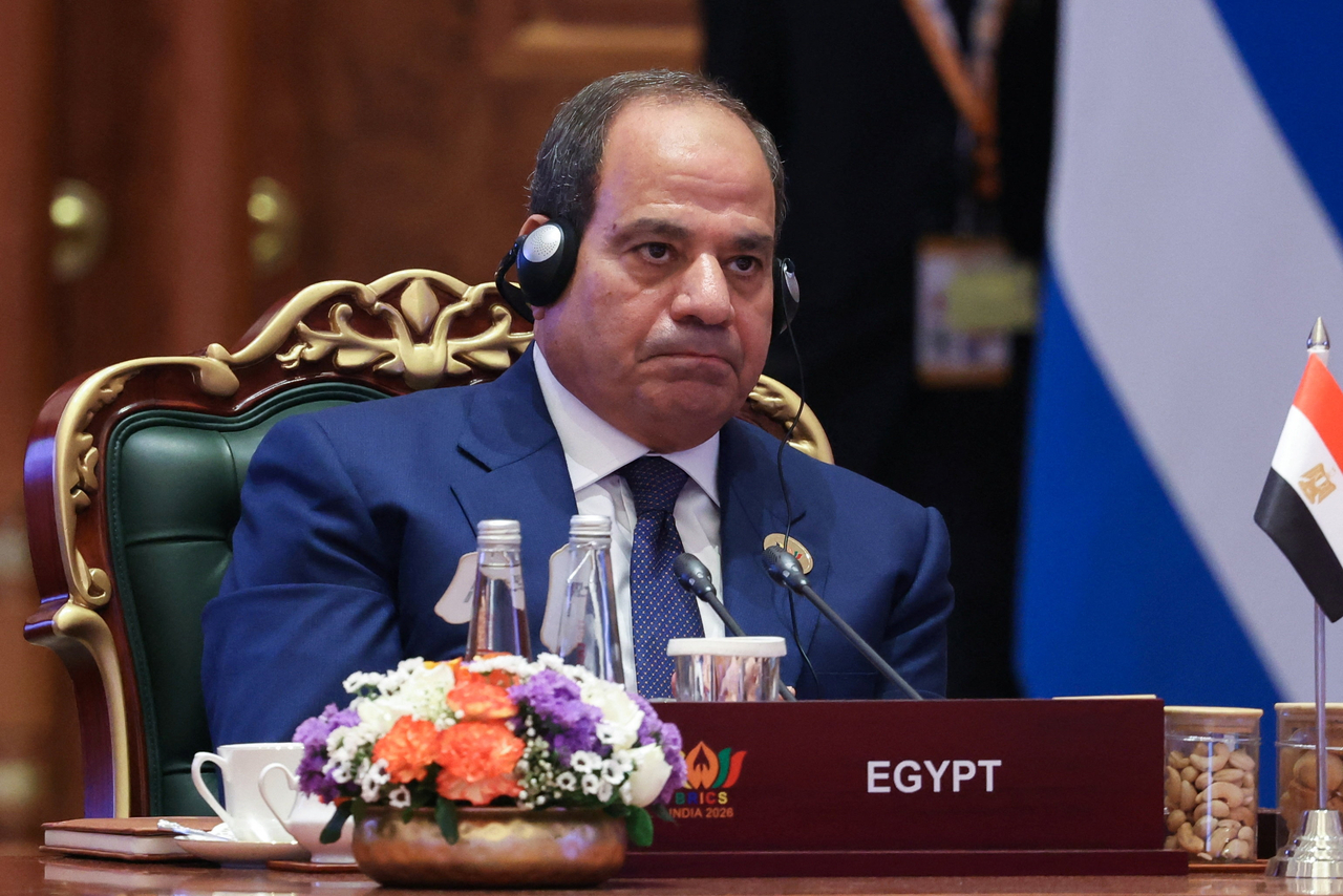 Egyptian President Abdel Fattah el-Sissi attends a session on day two of the BRICS Summit in New Delhi, India, on Sept. 13.  (Pool Photo via Reuters)