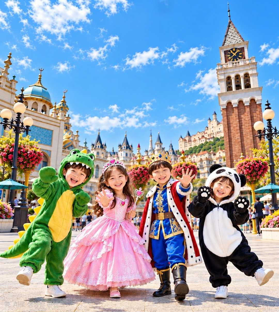 Everland is running an event through the end of this month offering discounted admission and photo opportunities to young visitors who arrive dressed in princess, prince, animal or superhero costumes. [Provided by Everland]