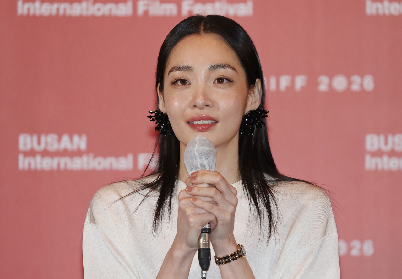 Actor Kim Min-ha, who stars in the 31st Busan International Film Festival's opening film "Day and Night Greet Each Other," attends the event. [Yonhap]