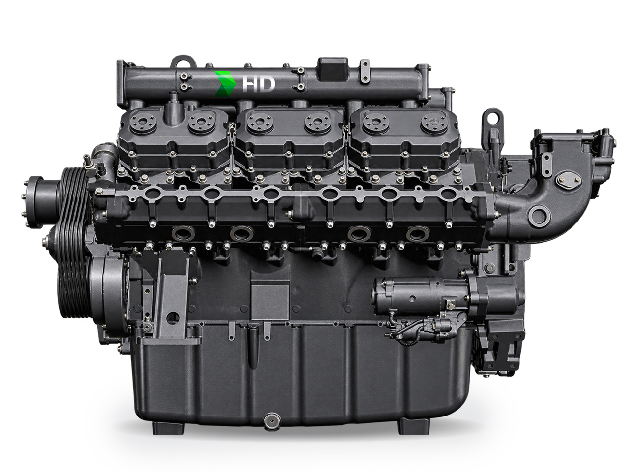 HD Construction Equipment's 22-liter gas power generation engine long block. [HD Construction Equipment]