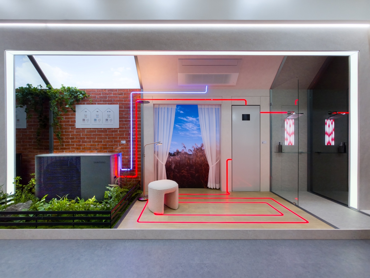 Samsung Electronics displayed its high-efficiency residential heat pump "EHS All-in-One" — which handles air conditioning, heating and hot water with a single outdoor unit — at the 2026 Climate Industry International Expo held at Bexco in Busan in September. [Samsung Electronics]