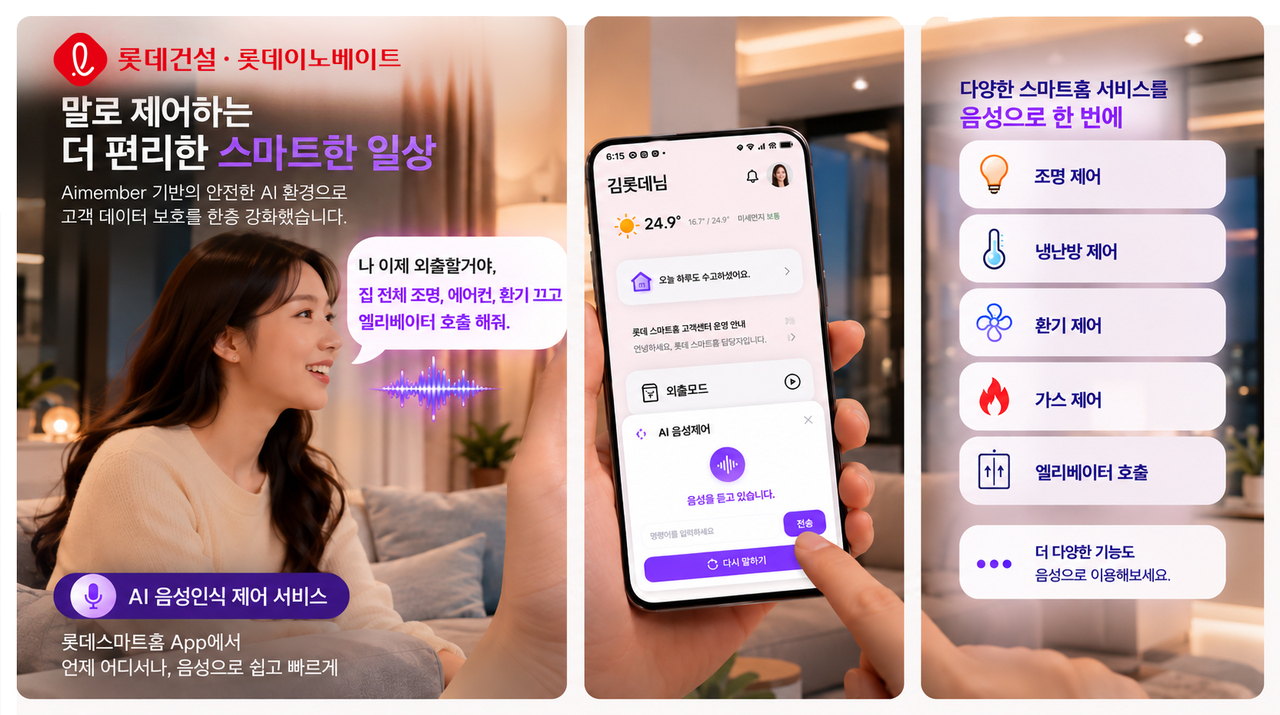 롯데건설 ’AI 음성인식 홈네트워크 제어 서비스’ 이미지. [롯데건설 제공]