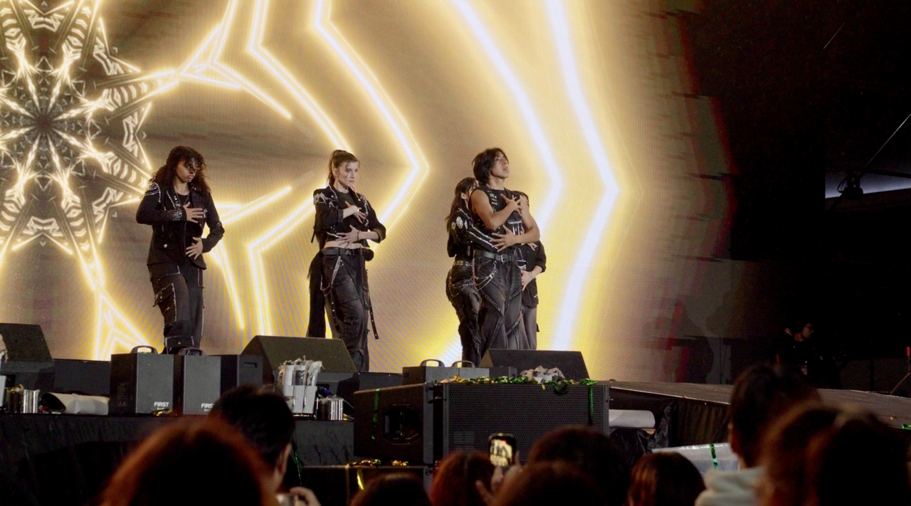 Chicago-based Prism Kru, which took first place at the Global K-Pop Cover Dance Championship, performs on the Gangnam Festival’s main stage in Seoul on Sunday. (Tammy Park/The Korea Herald)