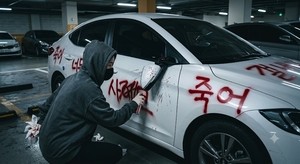 흰 차량에 빨간 래커칠 한 테러범 잡고보니…“너무 소름”