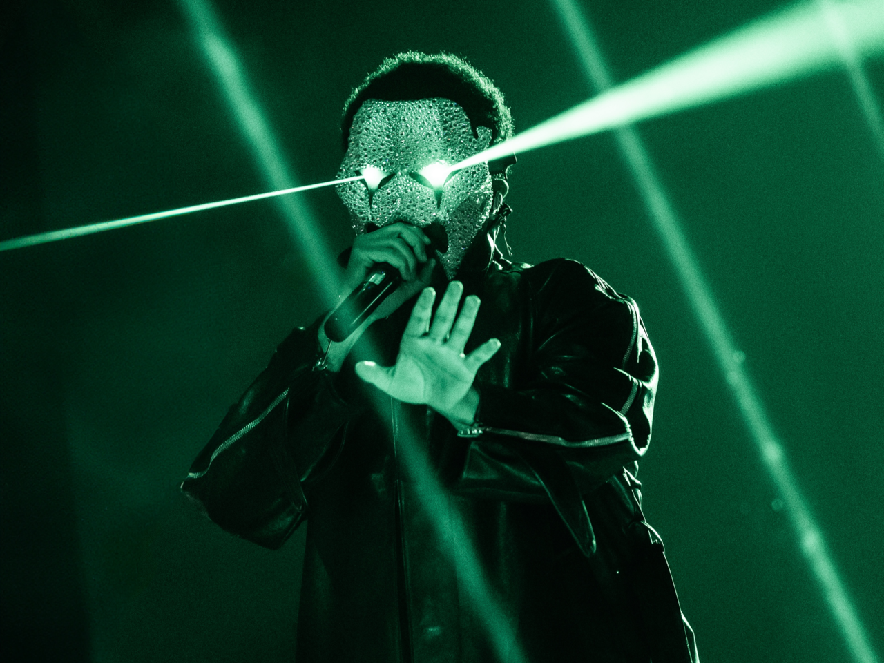The Weeknd performs during his “After Hours Til Dawn” tour at Goyang Stadium in Goyang, Gyeonggi Province, Wednesday. (Sebastien Nagy)